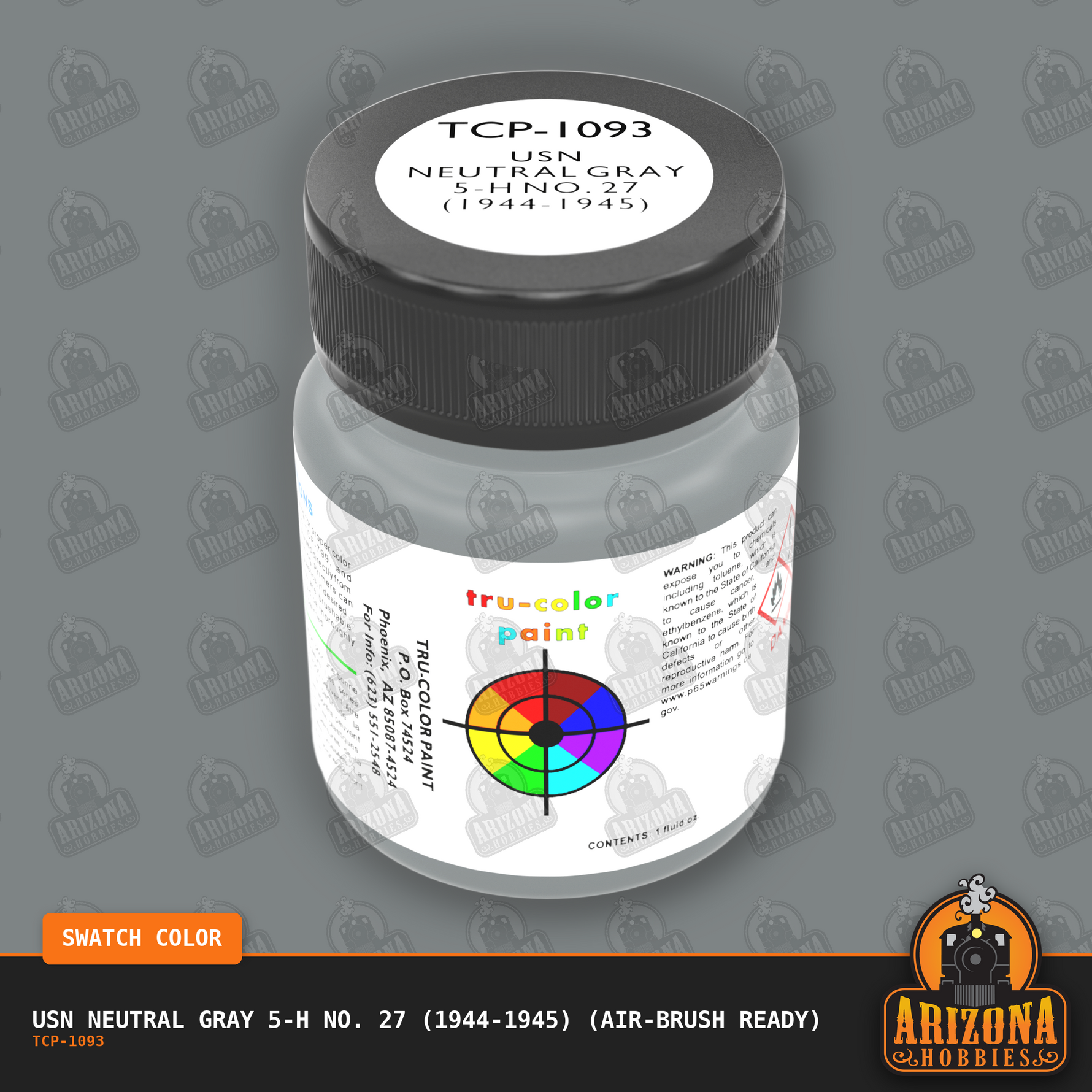 U.S. Navy NEUTRAL GRAY 5-H No. 27 (1944-1945) 1-oz bottle (Air-brush) Tru-Color Paint
