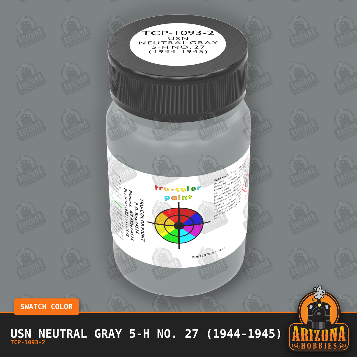 U.S. Navy NEUTRAL GRAY 5-H No. 27 (1944-1945) 2-oz bottle (Air-brush) Tru-Color Paint SPECIAL ORDER ONLY