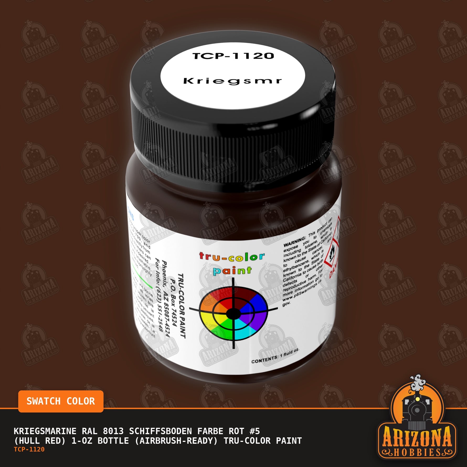 Kriegsmarine RAL 8013 SCHIFFSBODEN FARBE Rot #5 (Hull Red) 1-oz bottle (Airbrush-ready) Tru-Color Paint