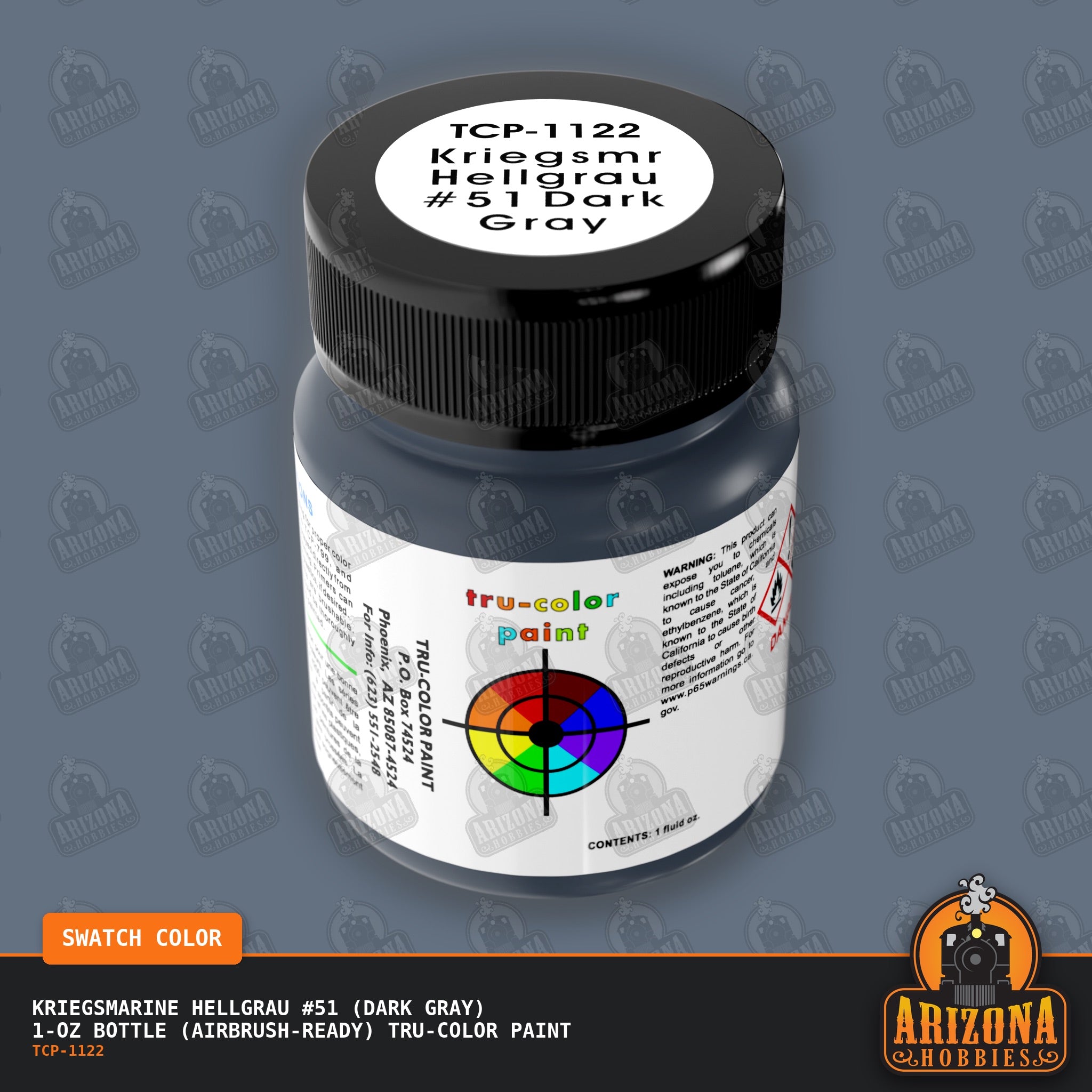 Kriegsmarine HELLGRAU #51 (Dark Gray) 1-oz bottle (Airbrush-ready) Tru-Color Paint