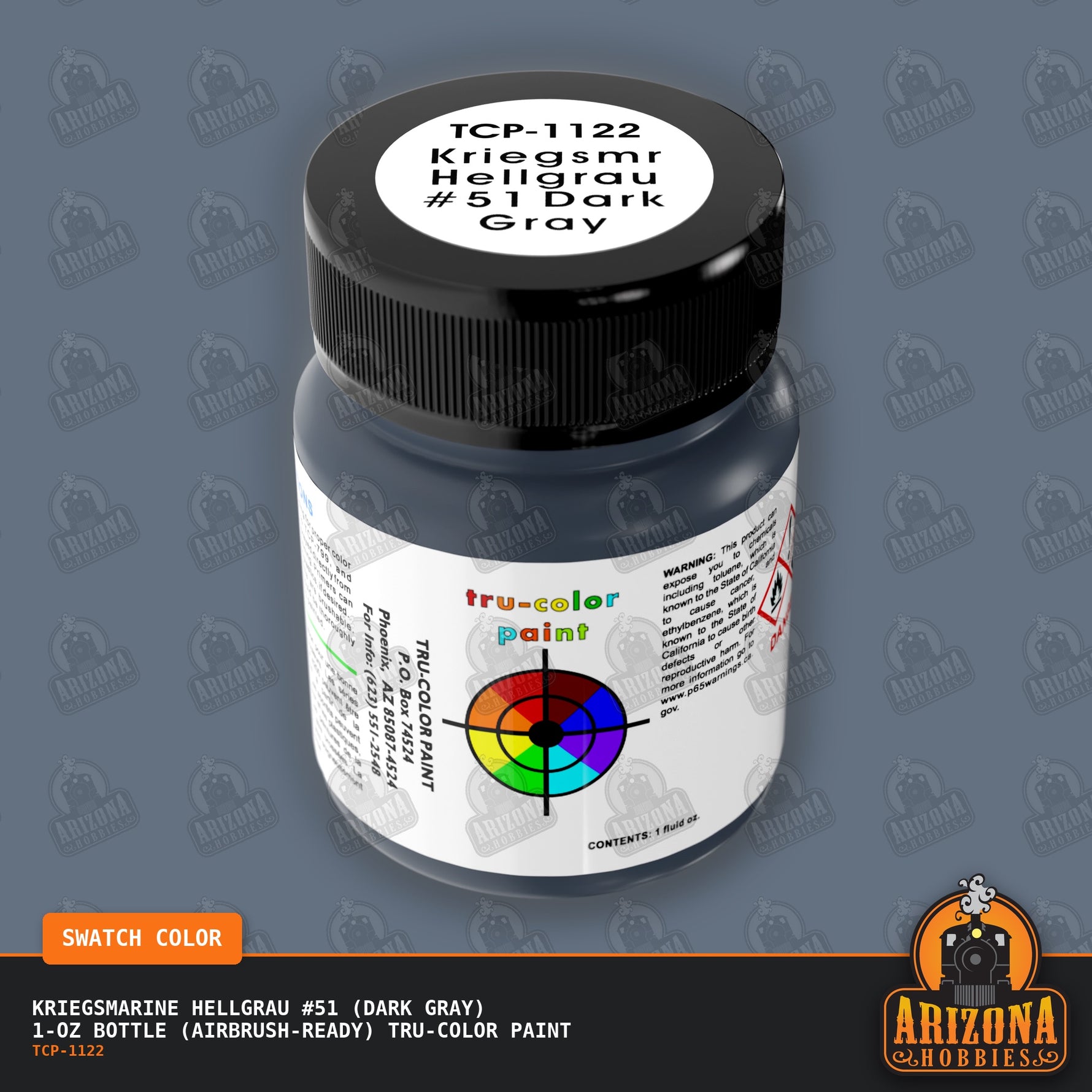 Kriegsmarine HELLGRAU #51 (Dark Gray) 1-oz bottle (Airbrush-ready) Tru-Color Paint