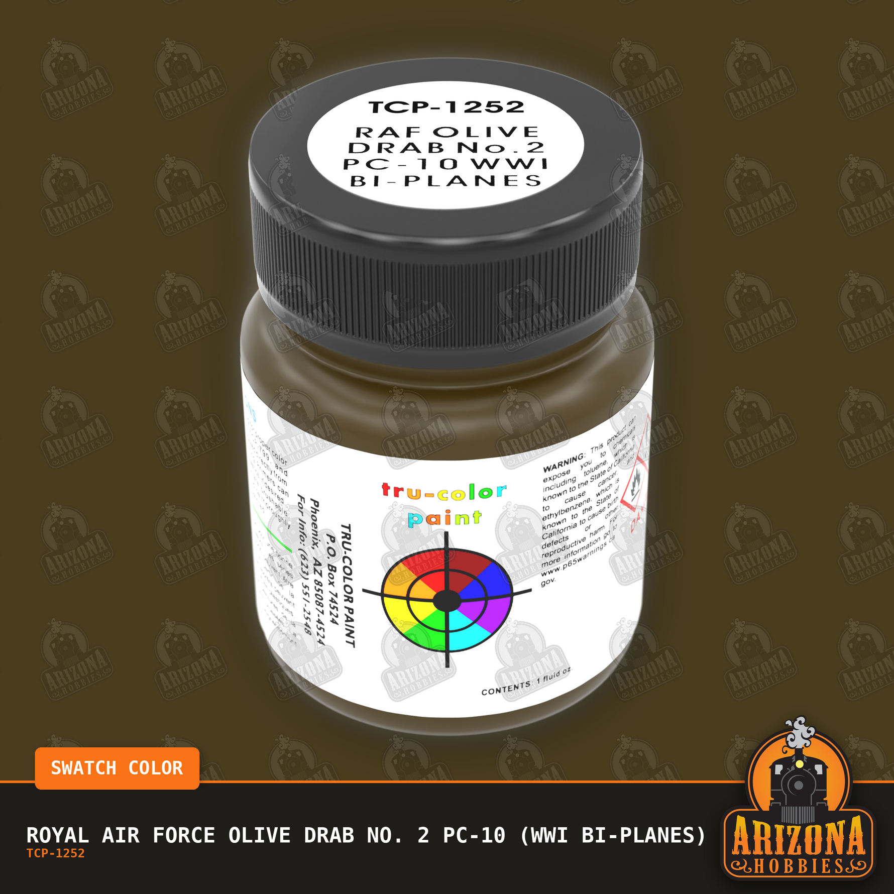 Royal Air Force OLIVE DRAB No. 2 PC-10 (WWI Bi-Planes) 1-oz bottle (Airbrush-ready) Tru-Color Paint
