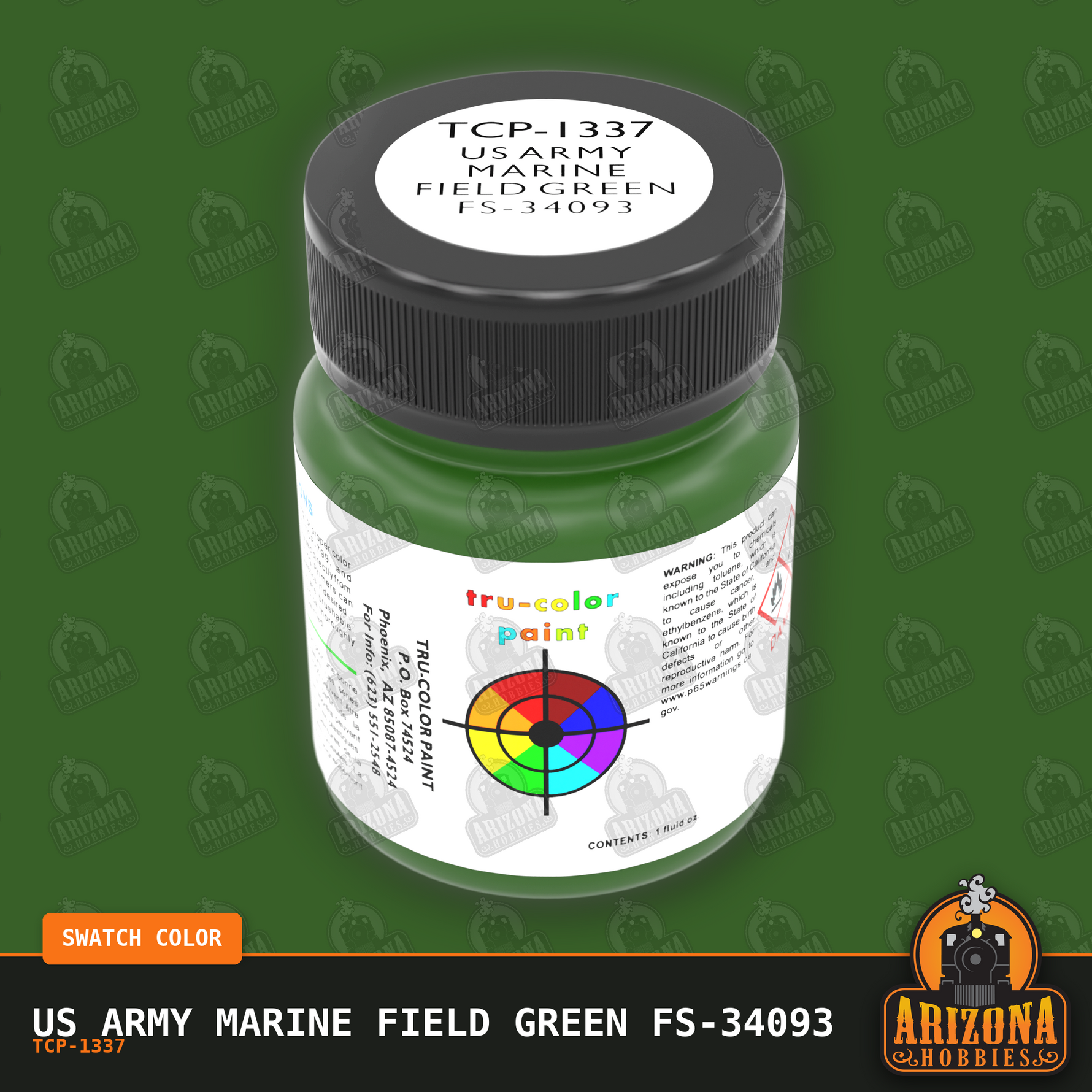 U.S. Army and Marine Corps MEDIUM FIELD GREEN (Helicopters) FS-34093 1-oz bottle (Airbrush-ready) Tru-Color Paint