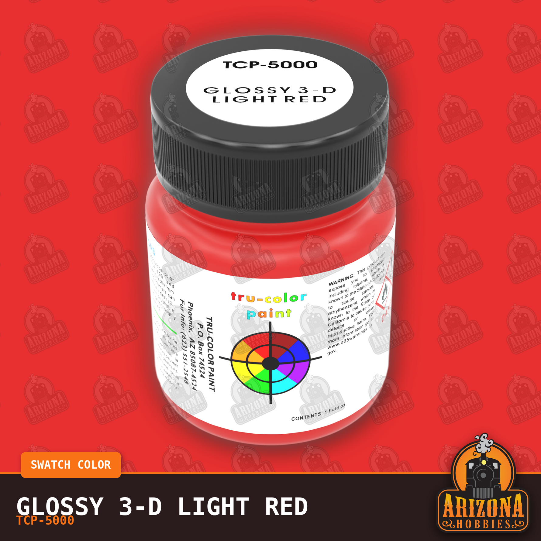 Glossy 3-D LIGHT RED 1-oz bottle (Airbrush-ready) Tru-Color Paint
