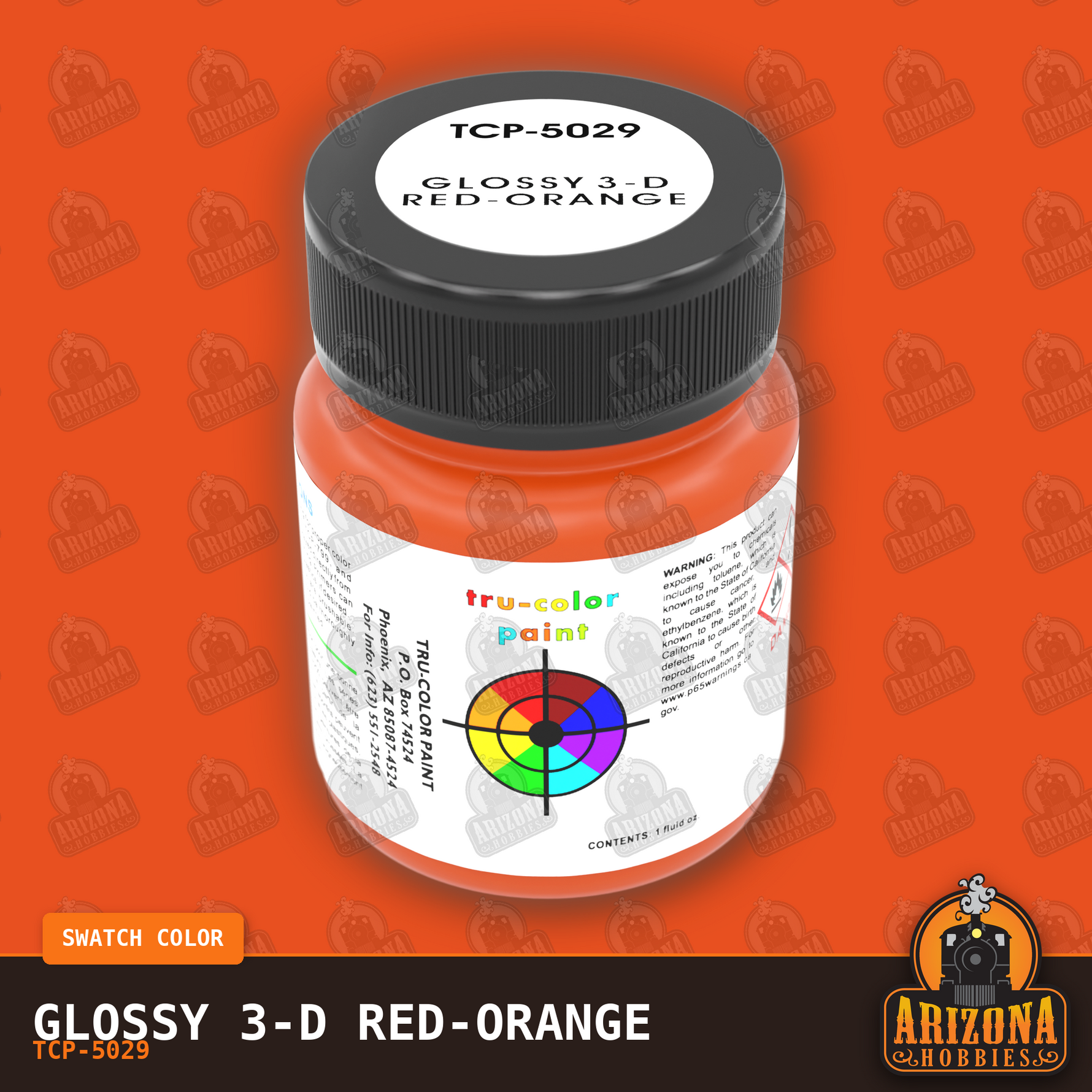 Glossy 3-D RED-ORANGE 1-oz bottle (Airbrush-ready) Tru-Color Paint