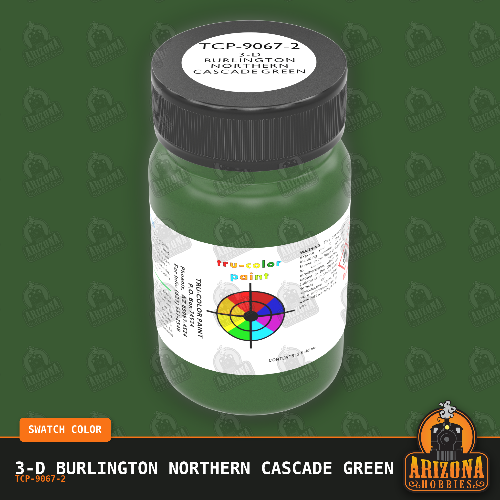 3-D Burlington Northern CASCADE GREEN 2-oz bottle (Air-brush) Tru-Color Paint SPECIAL ORDER ONLY