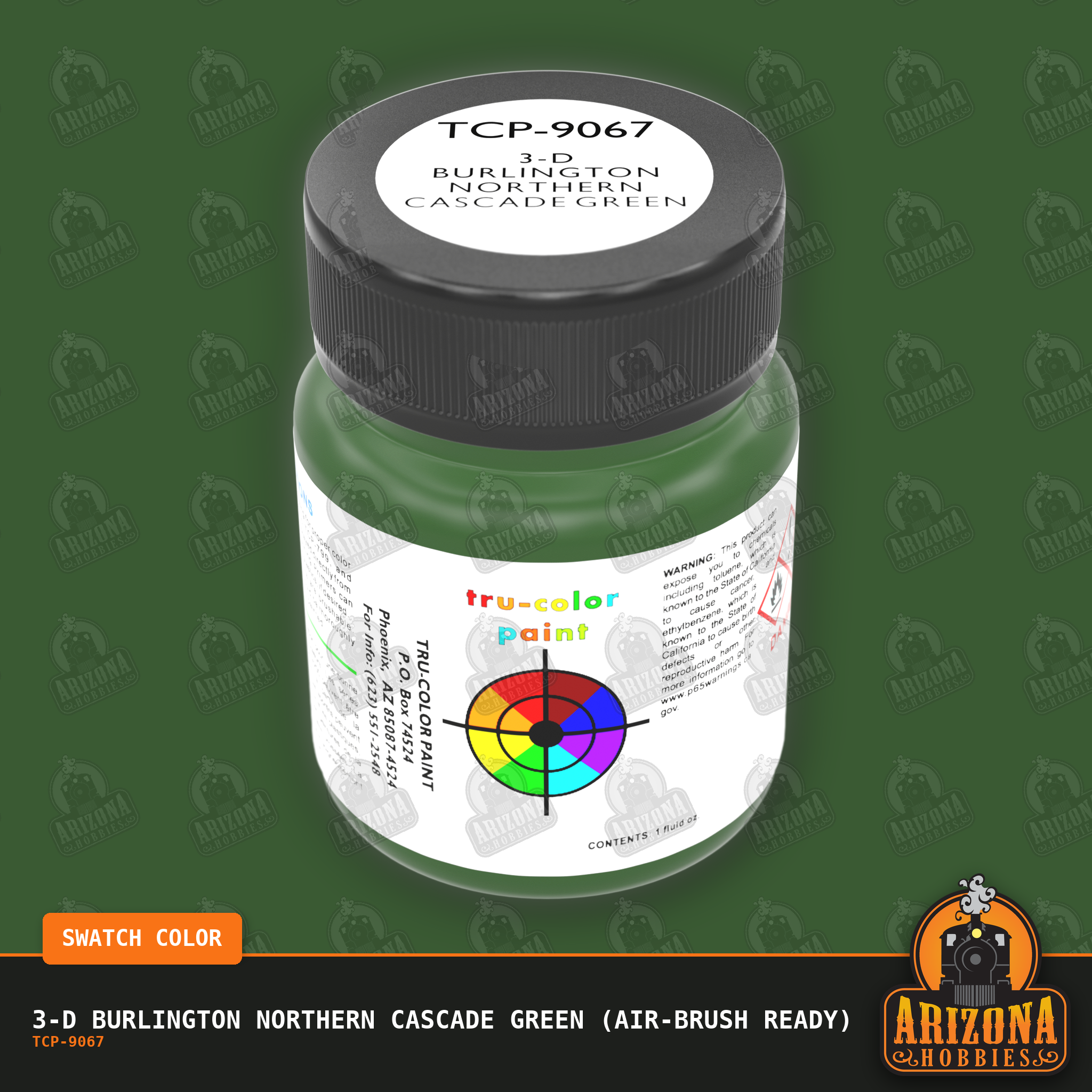 3-D Burlington Northern CASCADE GREEN 1-oz bottle (Air-brush) Tru-Color Paint