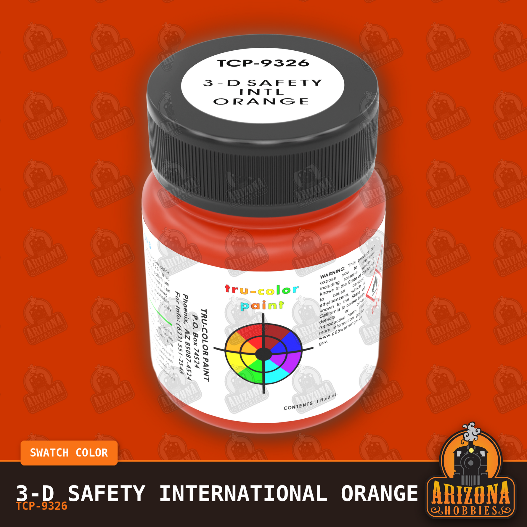 3-D SAFETY INTERNATIONAL ORANGE 1-oz bottle (Airbrush-ready) Tru-Color Paint SPECIAL ORDER ONLY
