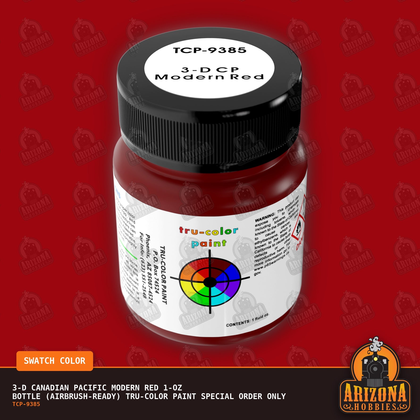 3-D Canadian Pacific MODERN RED 1-oz bottle (Airbrush-ready) Tru-Color Paint SPECIAL ORDER ONLY