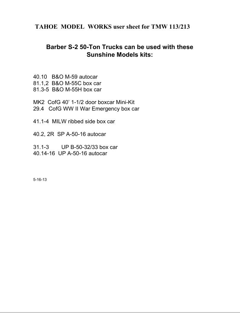 HO Barber S-2 50-ton Trucks w/RP-25 wheelsets (two trucks)