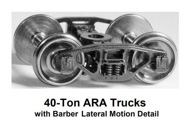 HO 40-ton ARA Trucks w/Barber Lateral-Motion Detail w/RP-25 wheelsets (two trucks) - Arizona Hobbies LLC