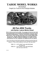 HO 40-ton ARA Trucks w/Barber Lateral-Motion Detail w/RP-25 wheelsets (two trucks)