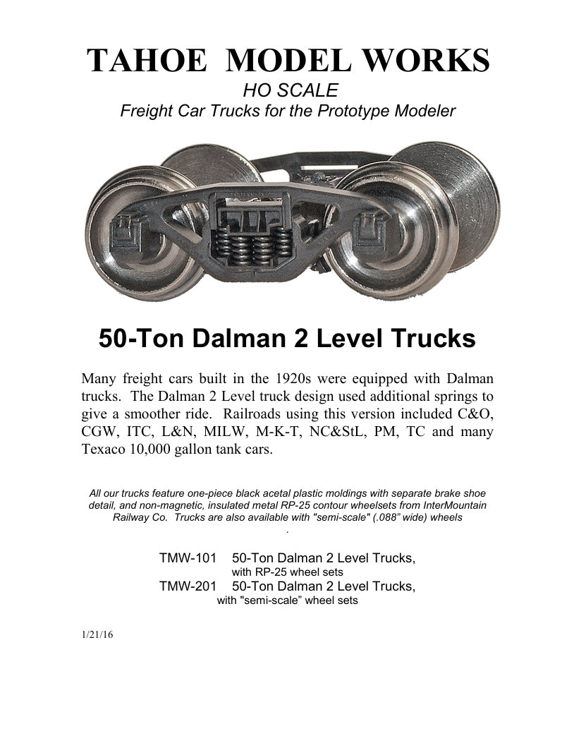 HO Dalman Trucks w/semi-scale wheelsets (two trucks)