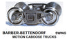 HO Barber-Bettendorf Swing-Motion Caboose Trucks w/semi-scale wheelsets (two trucks)