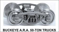 HO Buckeye A.R.A. 50-ton Trucks w/semi-scale wheelsets (two trucks) - Arizona Hobbies LLC