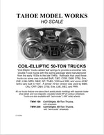 HO Coil-Elliptic 50-ton Trucks w/semi-scale wheelsets (two trucks)