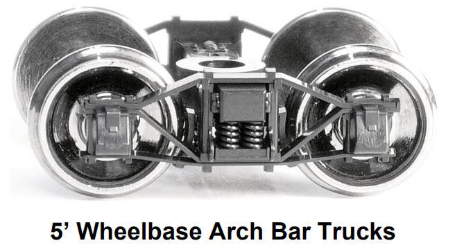 HO 5 ft. Wheelbase Arch Bar Trucks w/semi-scale wheelsets (two trucks) - Arizona Hobbies LLC