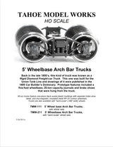 HO 5 ft. Wheelbase Arch Bar Trucks w/semi-scale wheelsets (two trucks)