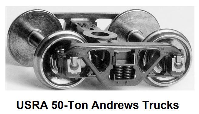 HO USRA 50-ton Andrews Trucks w/semi-scale wheelsets (two trucks) - Arizona Hobbies LLC